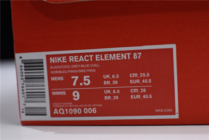 Nike React Element 87 Blue Chill Solar Red AQ1090-006