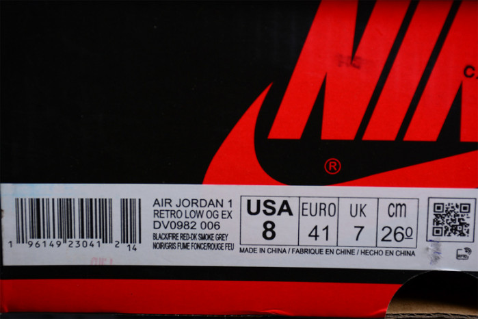 Jordan 1 Low OG EX Black Smoke Grey DV0982-006