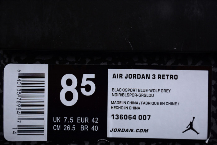 Jordan 3 Retro Sport Blue 136064-007