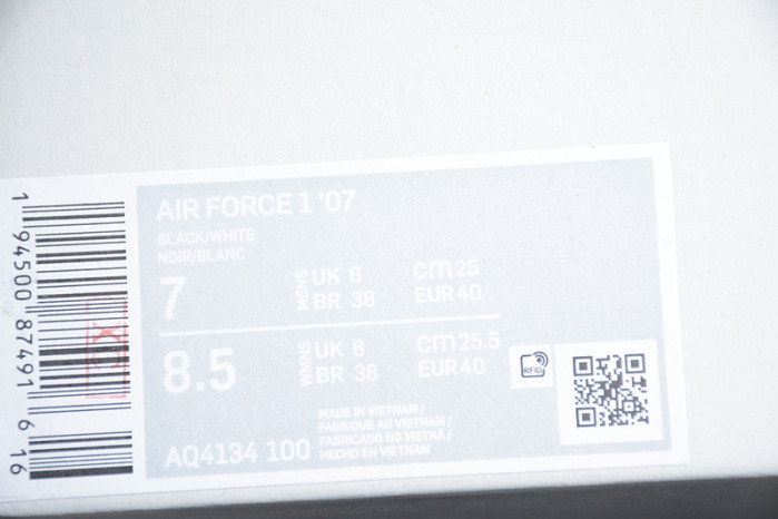 Nike Air Force 1 Low Tuxedo Black White AQ4134 100