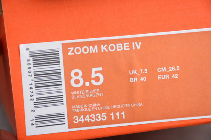 2020 Mens Nike Zoom Kobe 4 Metallic 344335-111