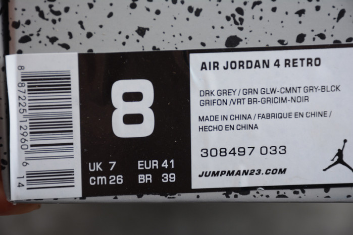 Jordan 4 Retro Green Glow 308497-033