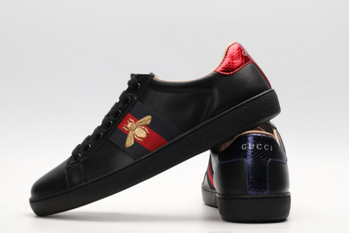 G*u*i ace embroidered low-top sneaker black with bee mens 431942-a38g0