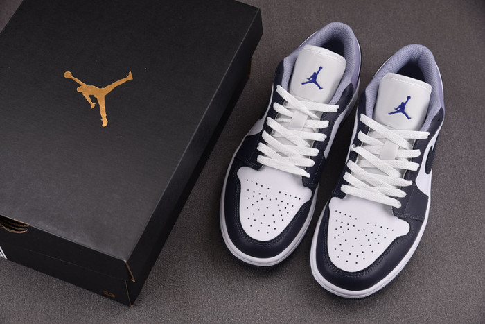 Air Jordan 1 Low White/Dark Blue Grey/Purple 553558-145