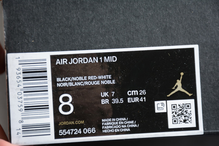 Air Jordan 1 MID bred toe 554724-066