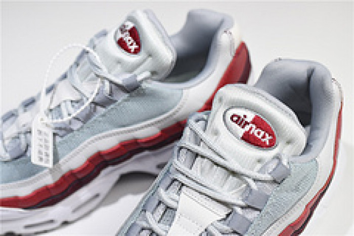 NIKE Air Max 95 Essential Mens White-Grey-Red Running Shoes 749766 103